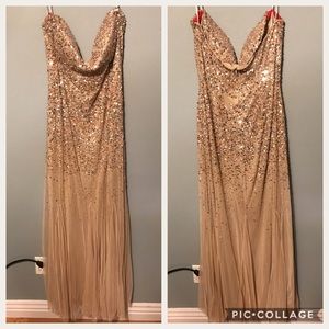 Sweetheart neck line, Champagne beaded dress